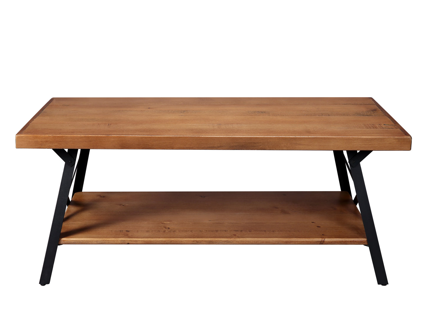 43'' Metal Legs Rustic Coffee Table Solid Wood Tabletop End Table Side Table US Warehouse
