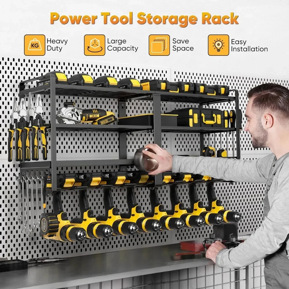 Kit Tools Organizer Power Tool Organizer Wall Mount Utility Racks Suitable for Workshop Extended Large Heavy Duty Drill Holder