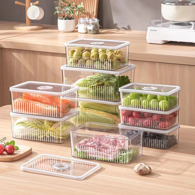 Transparent Fridge Organizer Food Storage Containers Fresh Vegetable Fruit Baskets Refrigerator Storage Box Kitchen Organizer