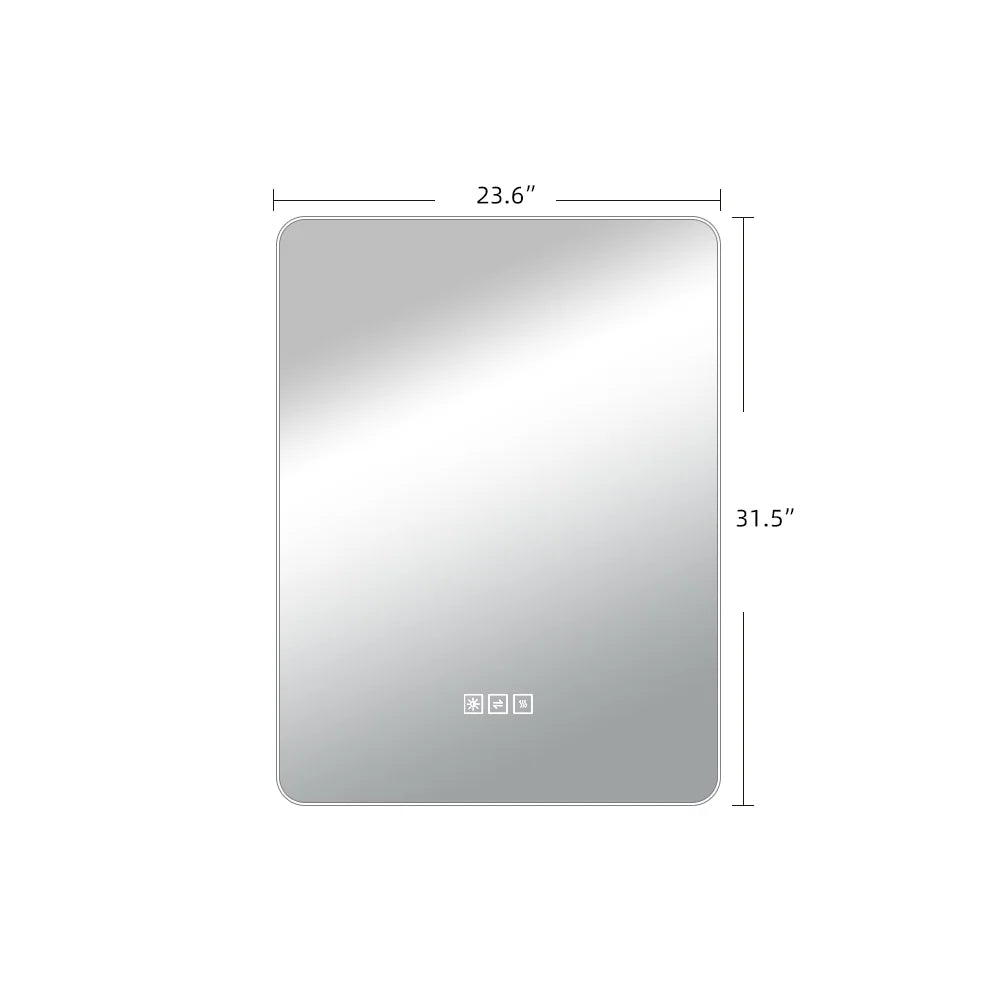 32”X24” Bathroom Vanity Mirror with Lights, Wall-Mounted Led Mirror for Bathroom Anti-Fog Waterproof, Light Adjustment Intelligent Touch Button Horizontal & Vertical