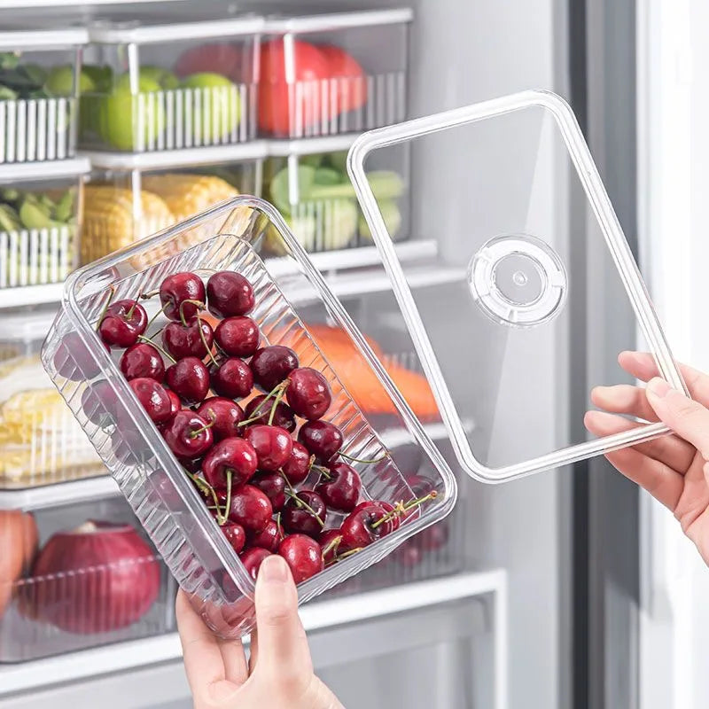 Transparent Fridge Organizer Food Storage Containers Fresh Vegetable Fruit Baskets Refrigerator Storage Box Kitchen Organizer